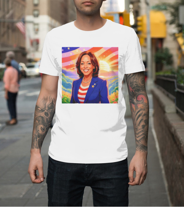 Shirt: Kamala Harris Gorgeous It's Morning in America Sunburst Flag Scene T-Shirt Kamala Harris Gorgeous It's Morning in America Sunburst Flag Scene T-Shirt