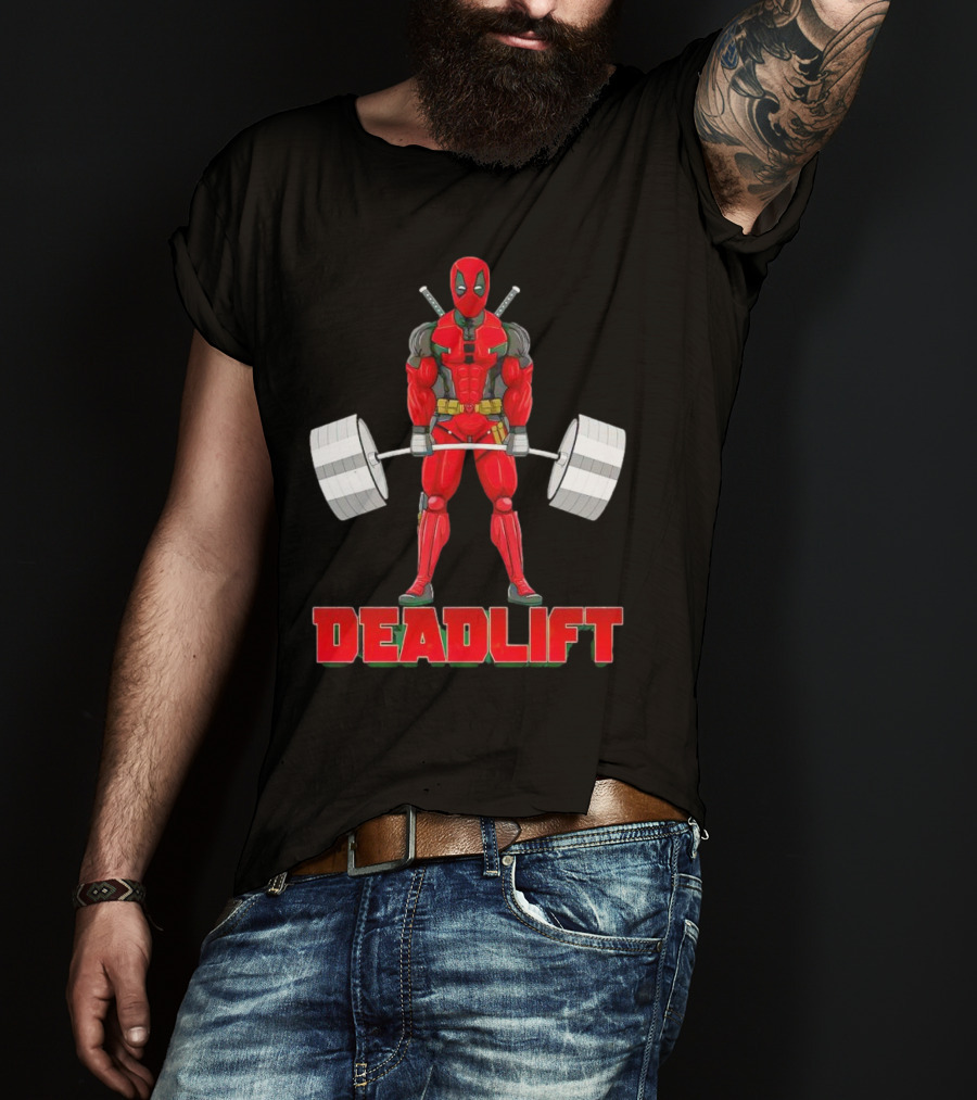 Deadpool Deadlift Gym Fitness Comic Character Strength Training T-Shirt