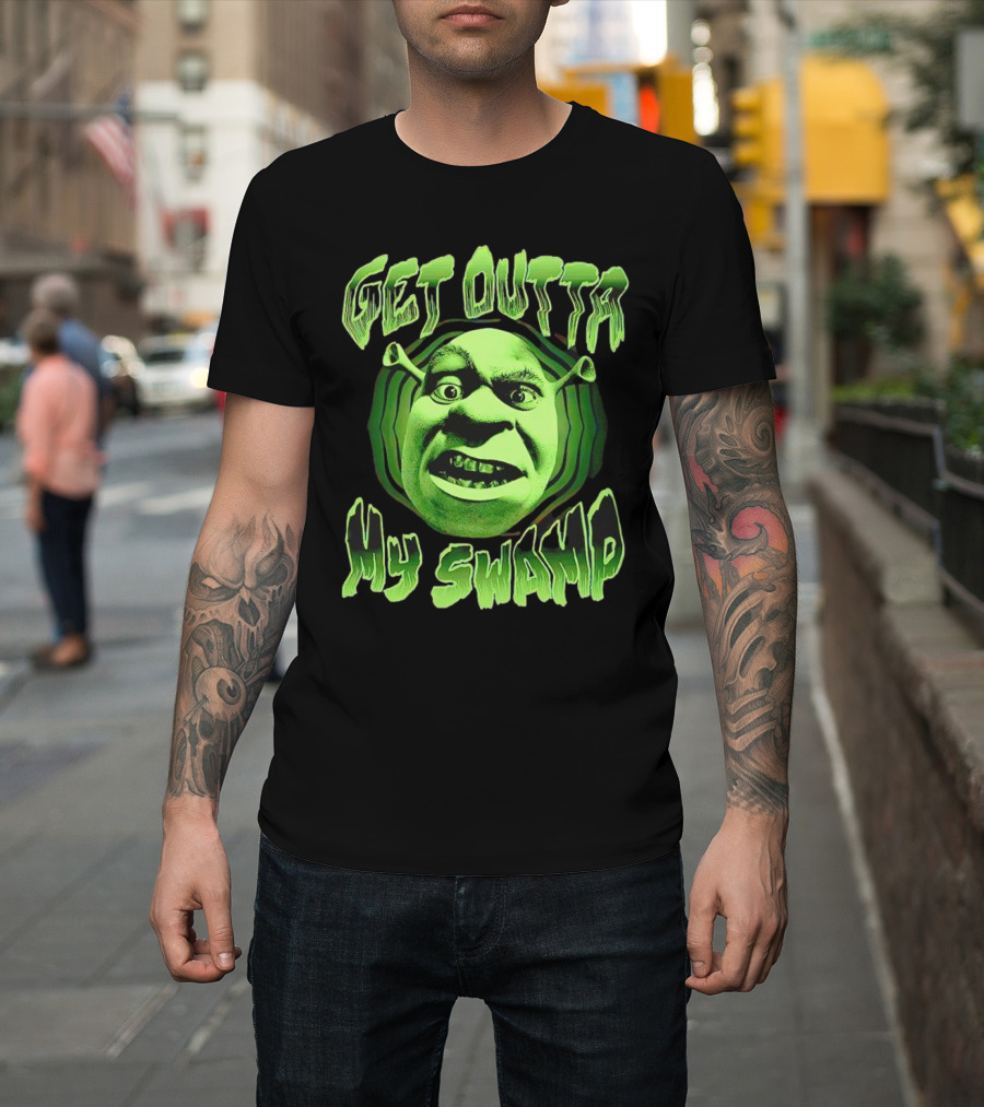Get Outta My Swamp Shrek Face T-Shirt