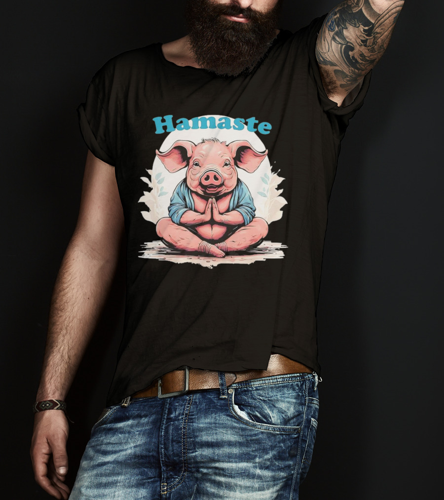 Hamaste Schwein Yoga Namaste Nationaler Humor T-Shirt