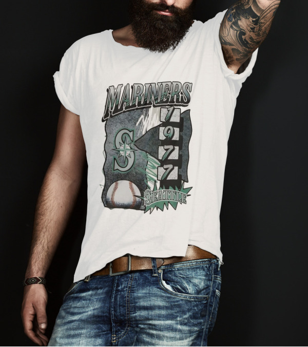 Seattle Mariners 1977 Vintage Overspray Baseball Logo Seattle T-Shirt