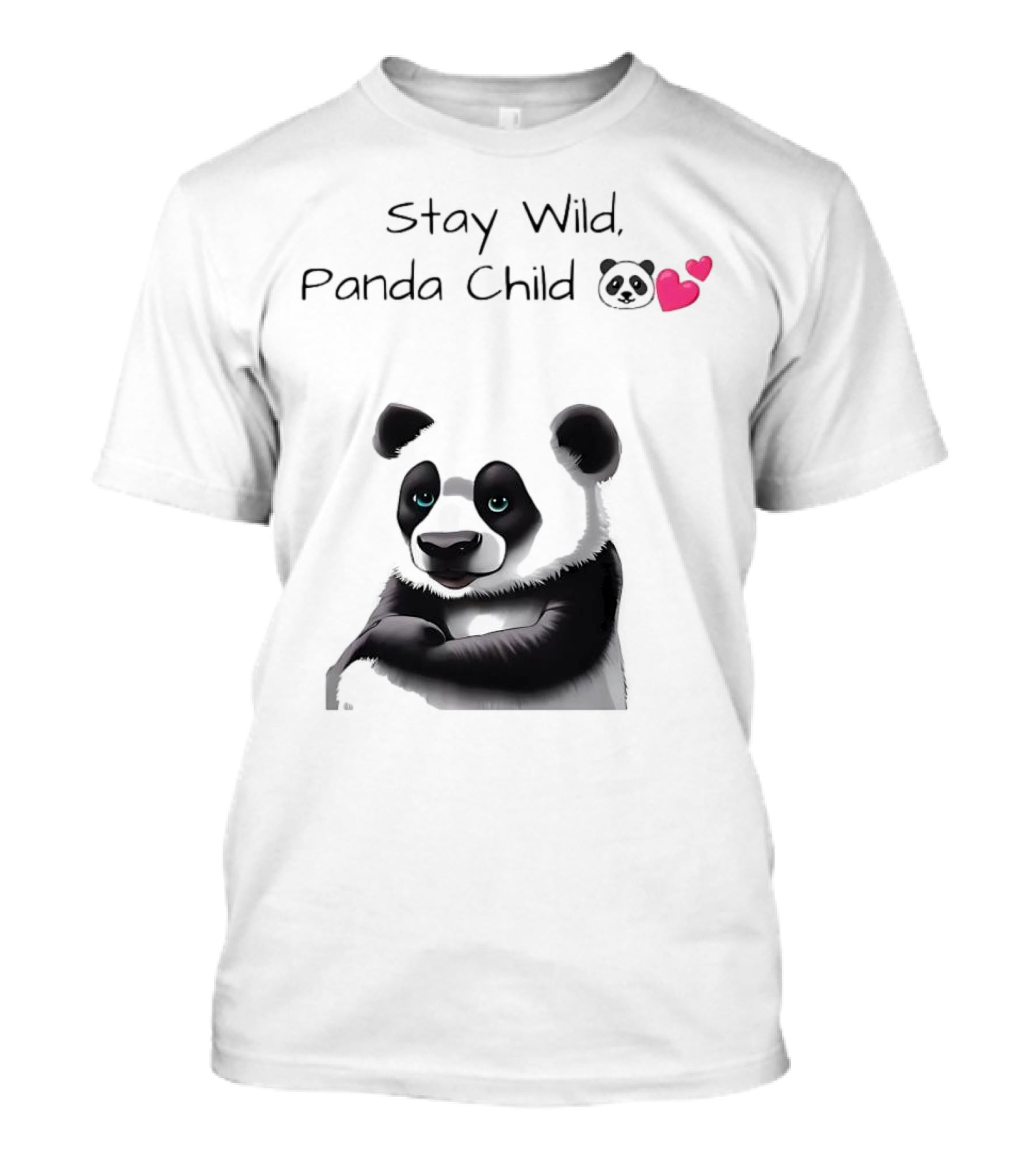 Stay Wild Panda Child Cute Emoji Panda Hearts T-Shirt