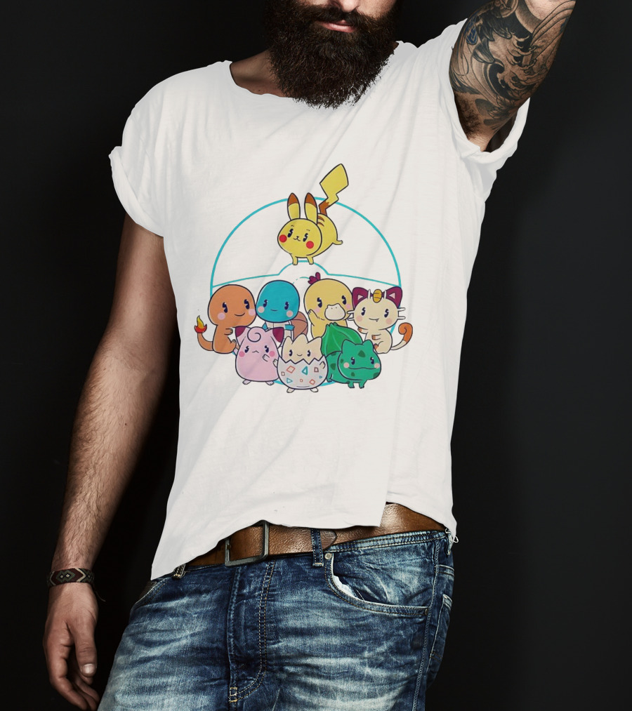 Kawaii Pokes Pikachu Bulbasaur Charmander Squirtle Cuties T-Shirt