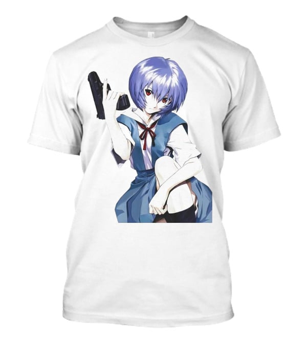 Rei Ayanami Blue Uniform Holding Gun T-Shirt