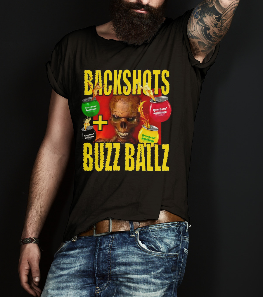 Backshots With Buzz Ballz Fiery Skeleton Combo T-Shirt
