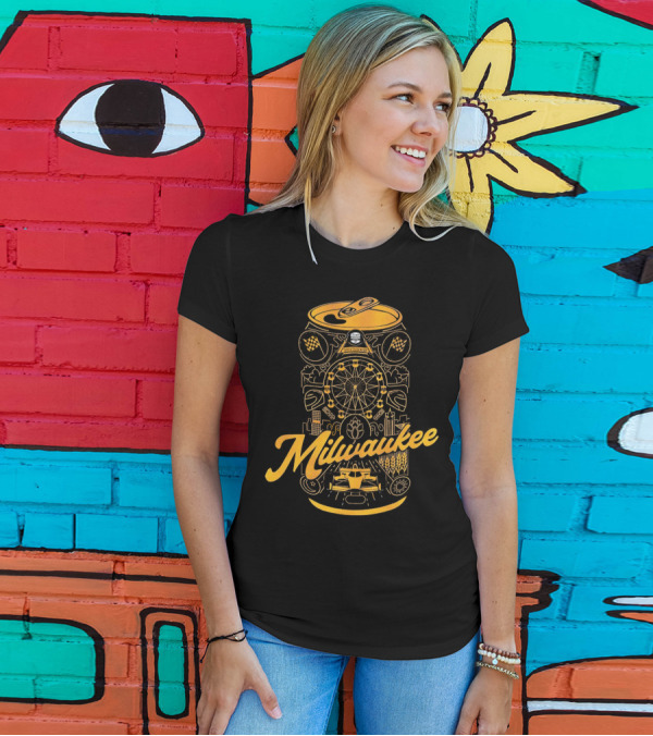 Milwaukee State Fair Park Ferris Wheel And Beer Can T-Shirt