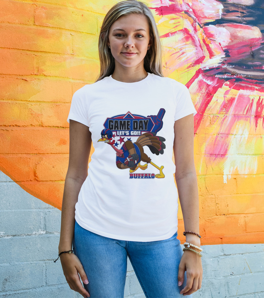 Game Day Let's Go Buffalo Football Turkey Mascot T-Shirt