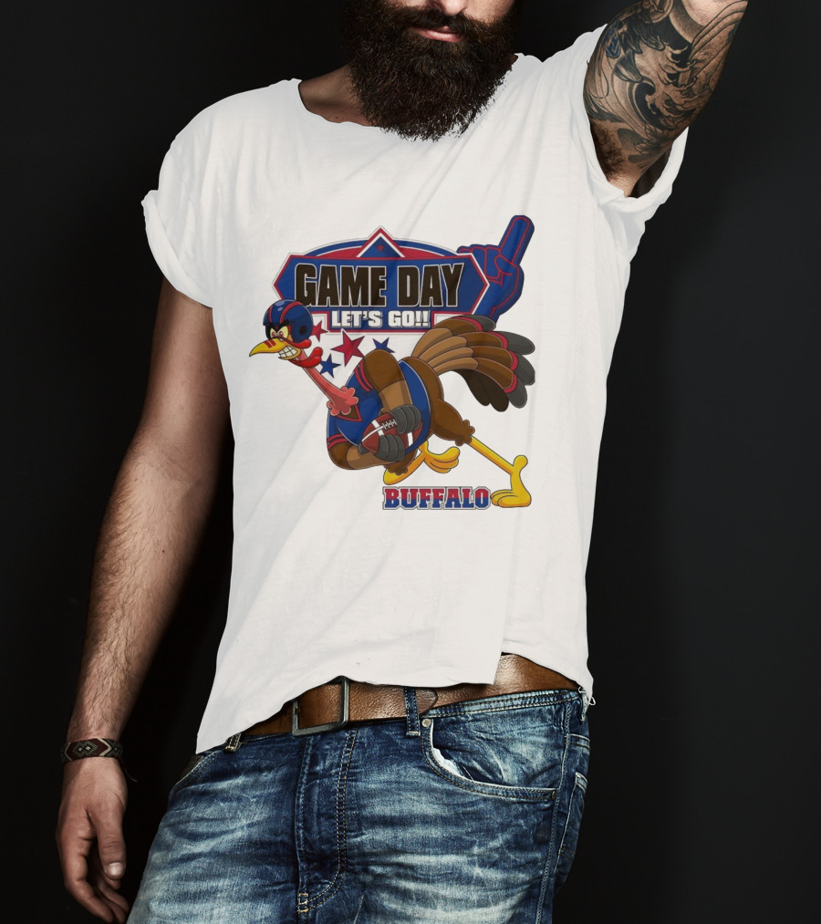 Game Day Let's Go Buffalo Football Turkey Mascot T-Shirt