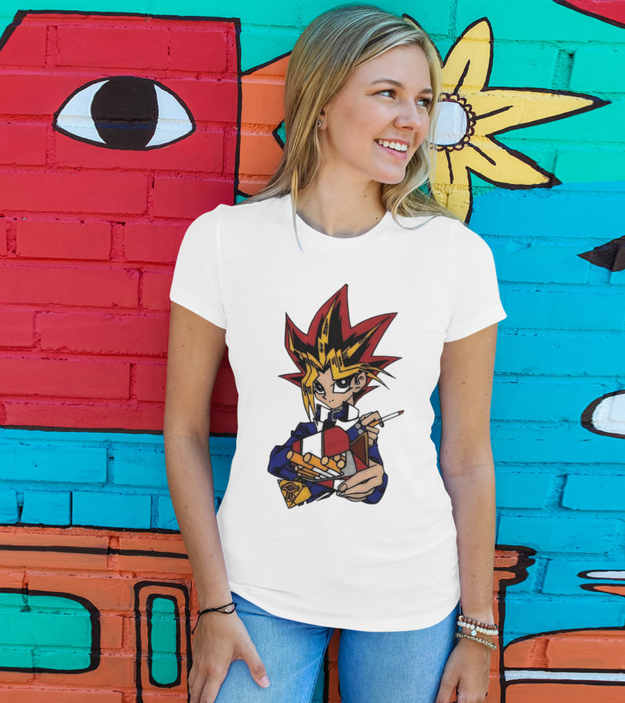 Yu-Gi-Oh Yugi Holding Cards With Millennium Puzzle T-Shirt