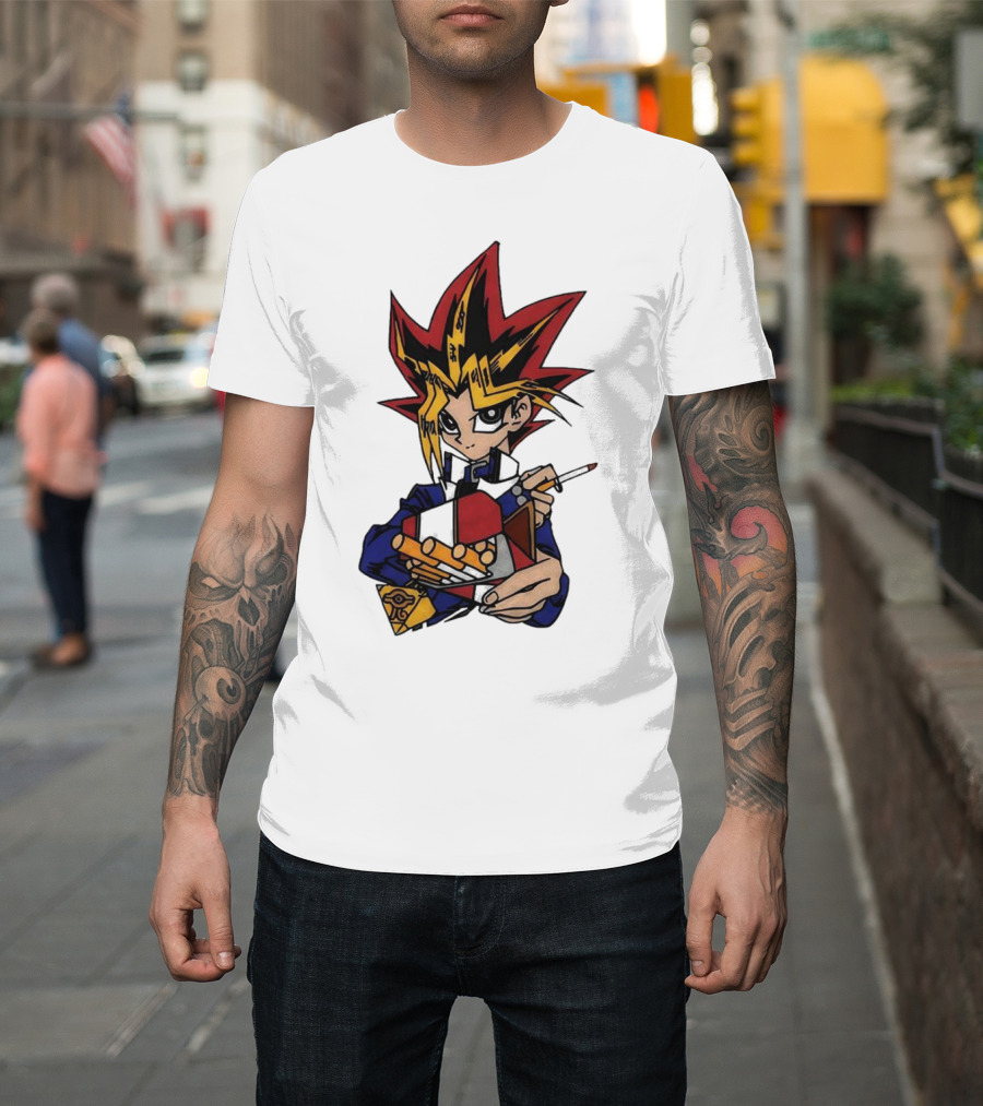 Yu-Gi-Oh Yugi Holding Cards with Millennium Puzzle T-Shirt