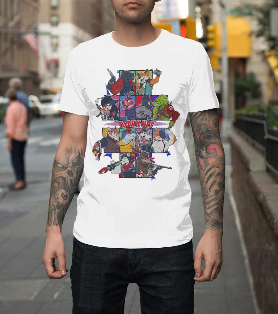 Ready Up Honoring Dragoneer’s Legacy Anthro Characters Grid with Weapons T-Shirt