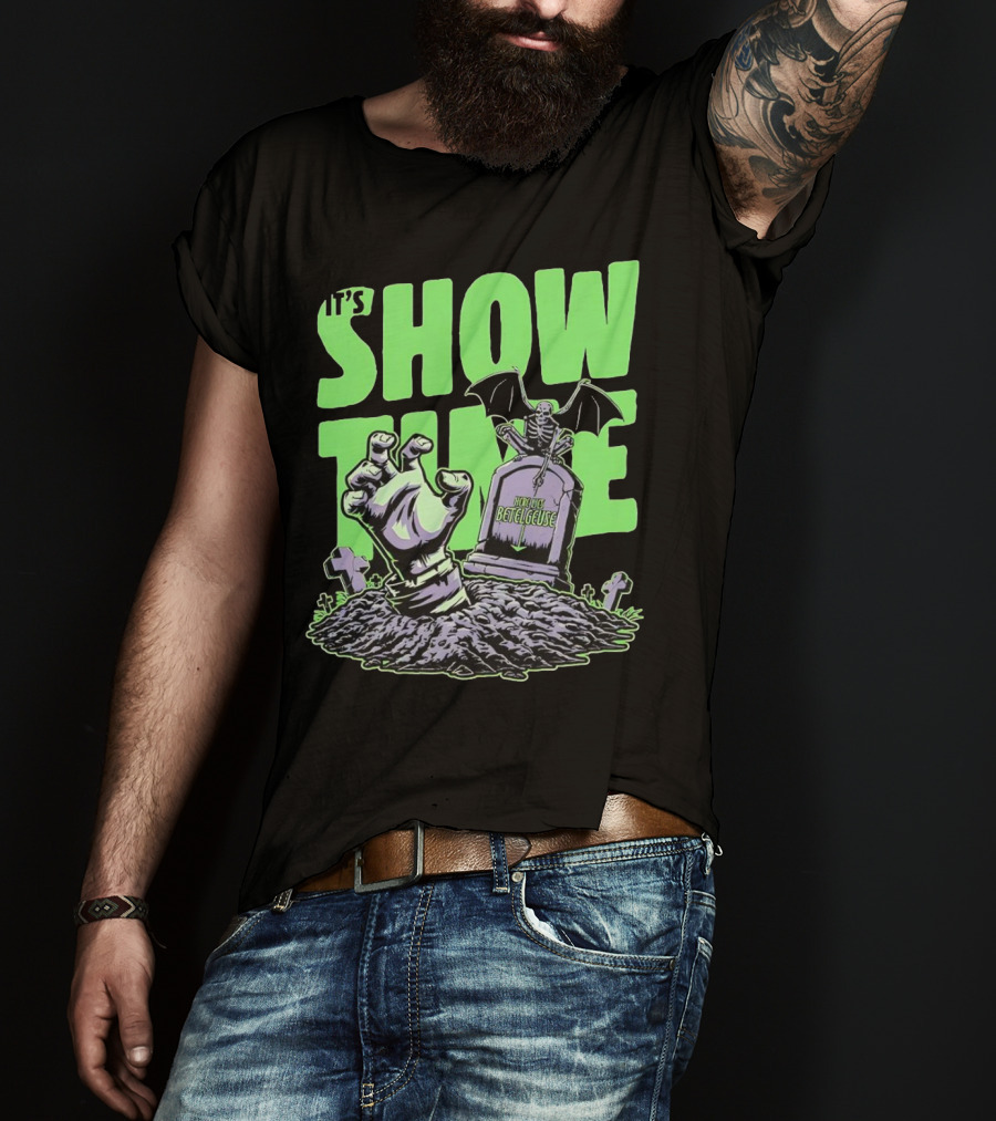 It's Showtime Here Lies Betelgeuse With Skeleton And Tombstone T-Shirt