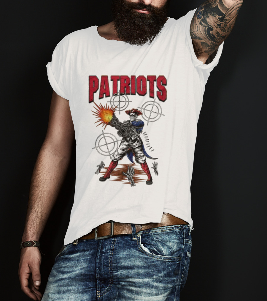 Patriots Skeleton Shooting With Rifle And Targets T-Shirt