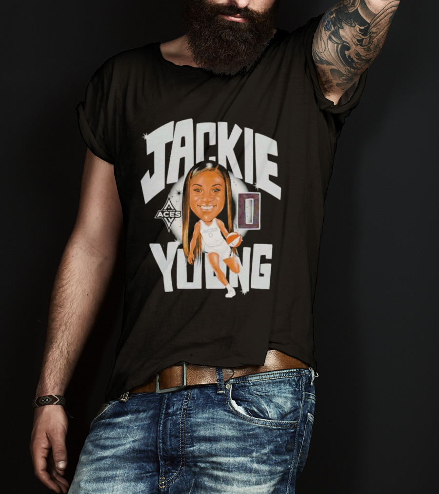 Jackie Young Las Vegas Aces Basketball Caricature T-Shirt