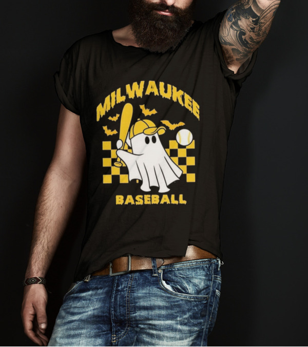 Milwaukee Baseball Ghost Bat Halloween Boo T-Shirt