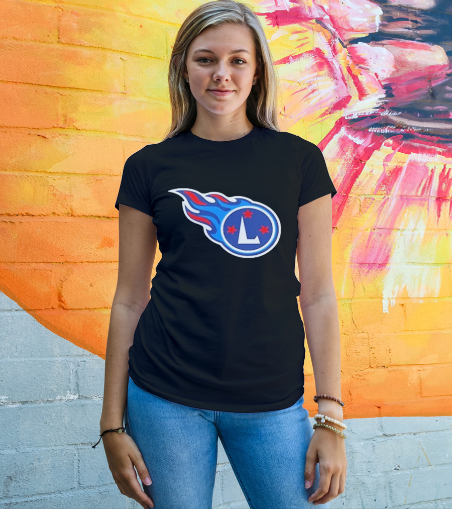 Funny Ahh Tees Tennessee Titans Fire L логотип T-Shirt