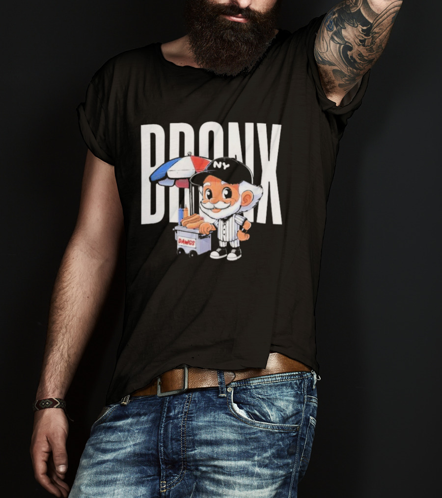 BRONX NY Dawgs Baseball Character Hot Dog Cart T-Shirt