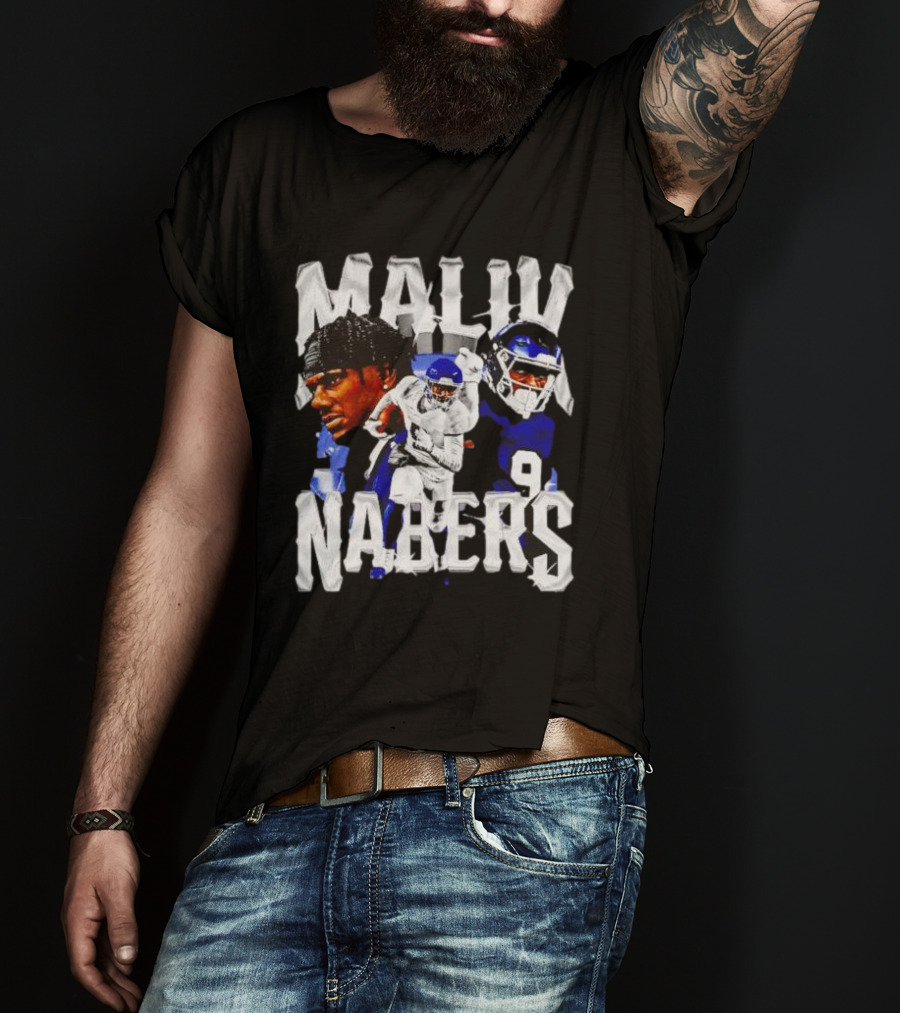 Malik Nabers New York Giants Football Player Collage T-Shirt