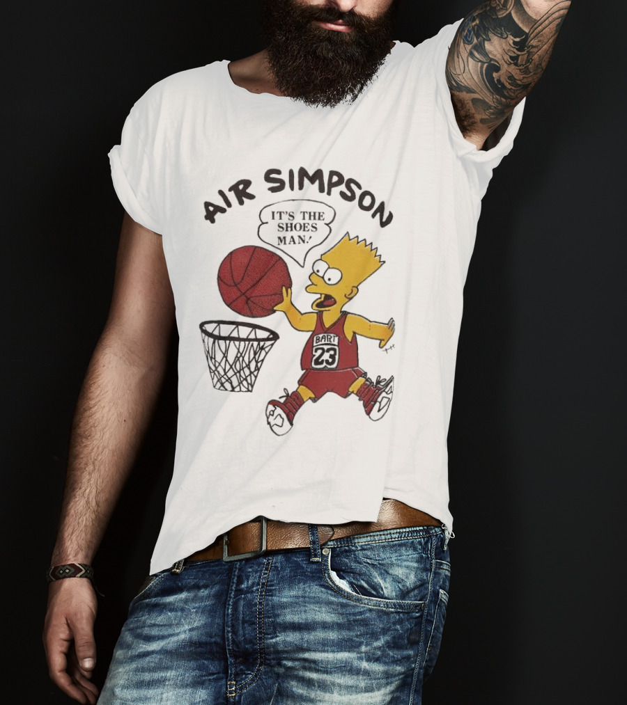 Bart Simpson Air Bart It's The Shoes Man Basketball Parody 23 Jersey Dunk T-Shirt