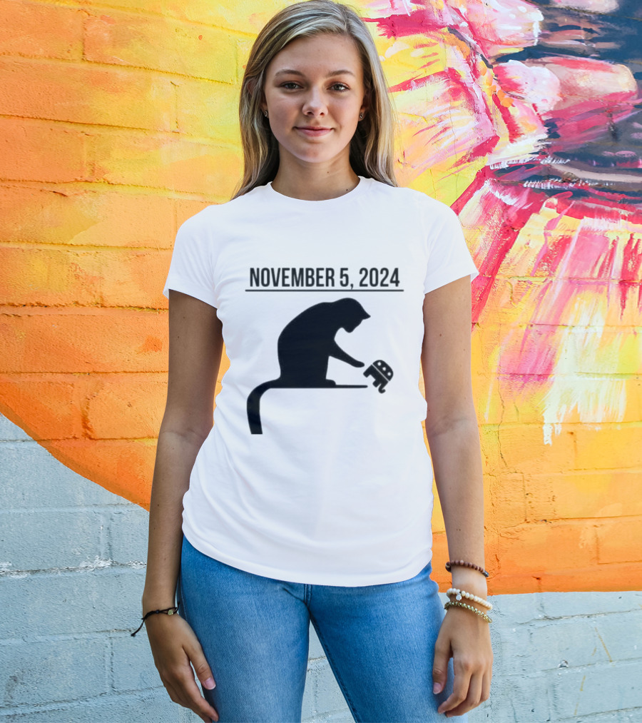 Cat Lady Knocking Republican Elephant November 5 T-Shirt
