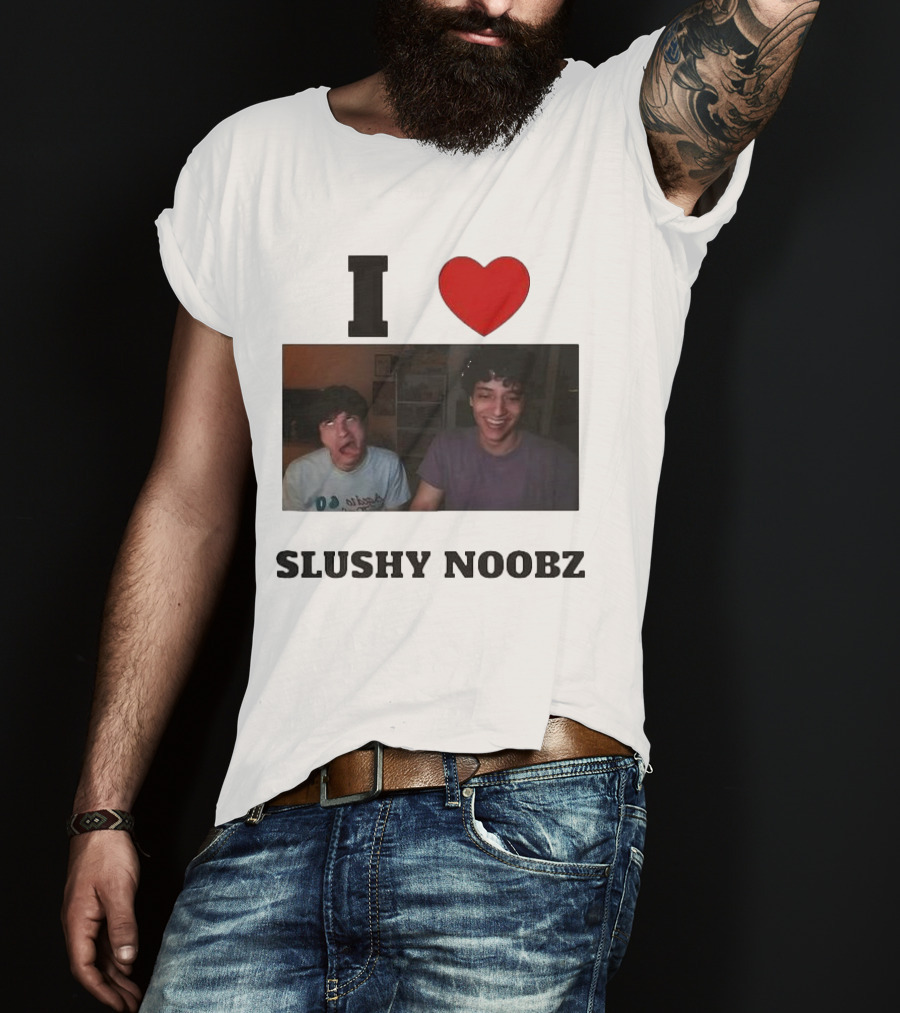 I Love Slushy Noobz Funny Duo Smiling Photo T-Shirt