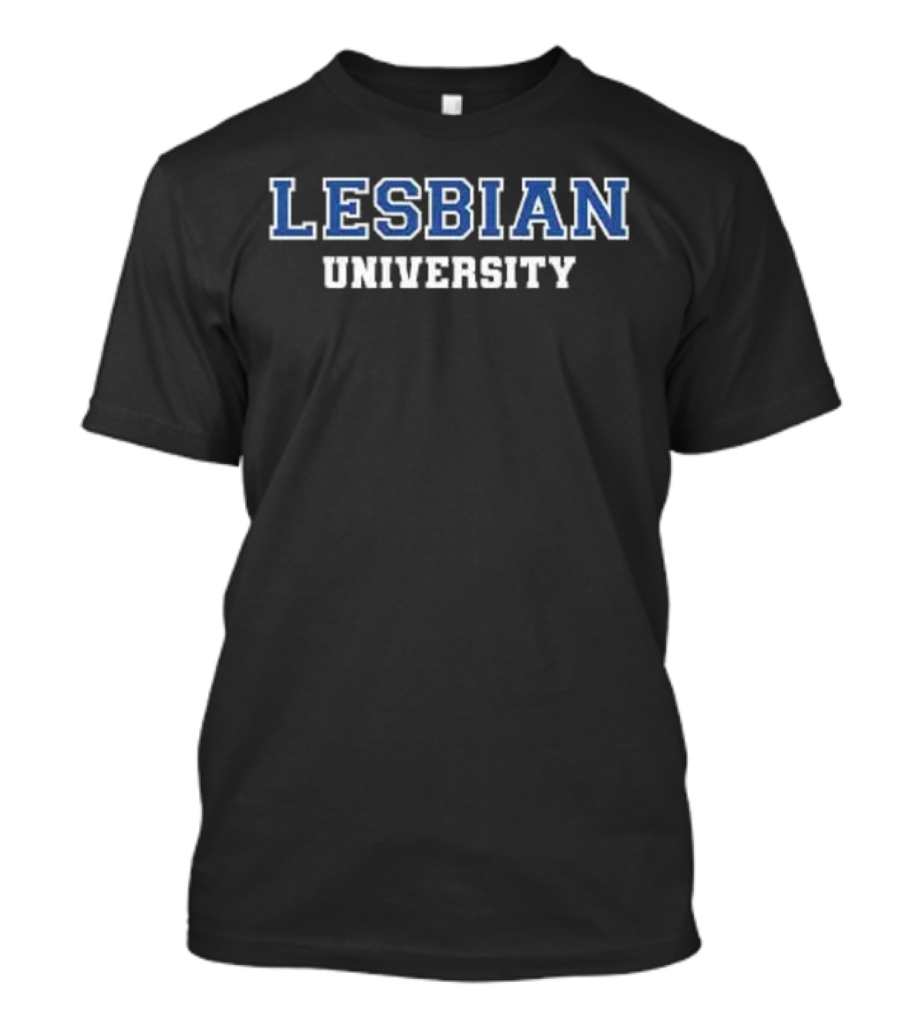 Lesbian University Bold Blue And White Block Text T-Shirt