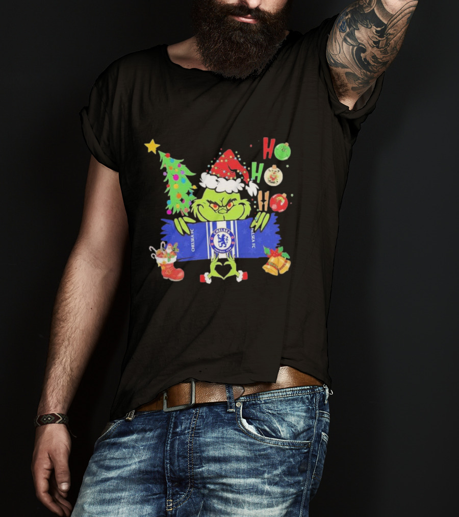Grinch Ho Ho Ho Chelsea FC Christmas Festive Football Fun T-Shirt
