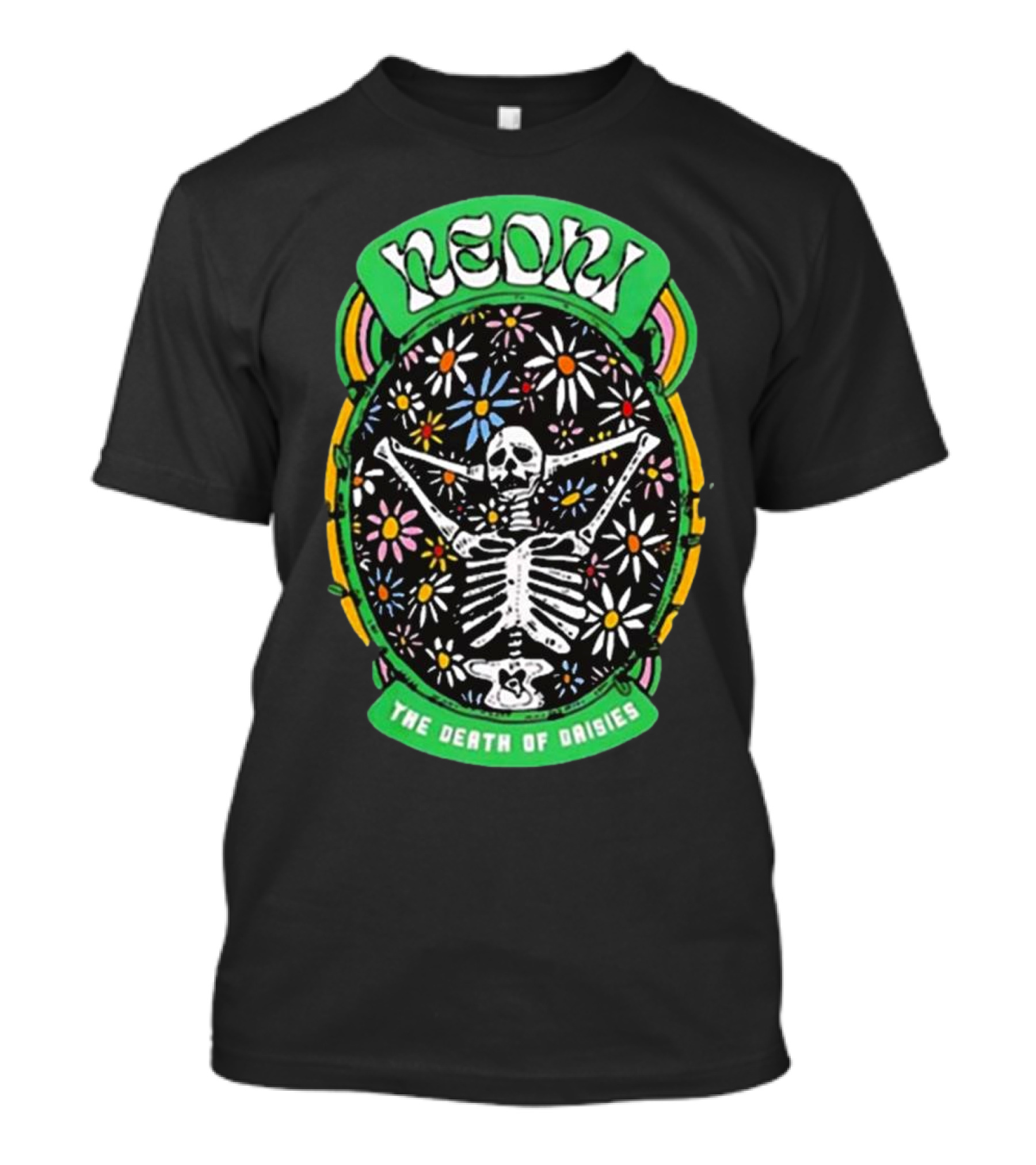 NEON Skeleton With Daisies The Death Of Daisies T-Shirt