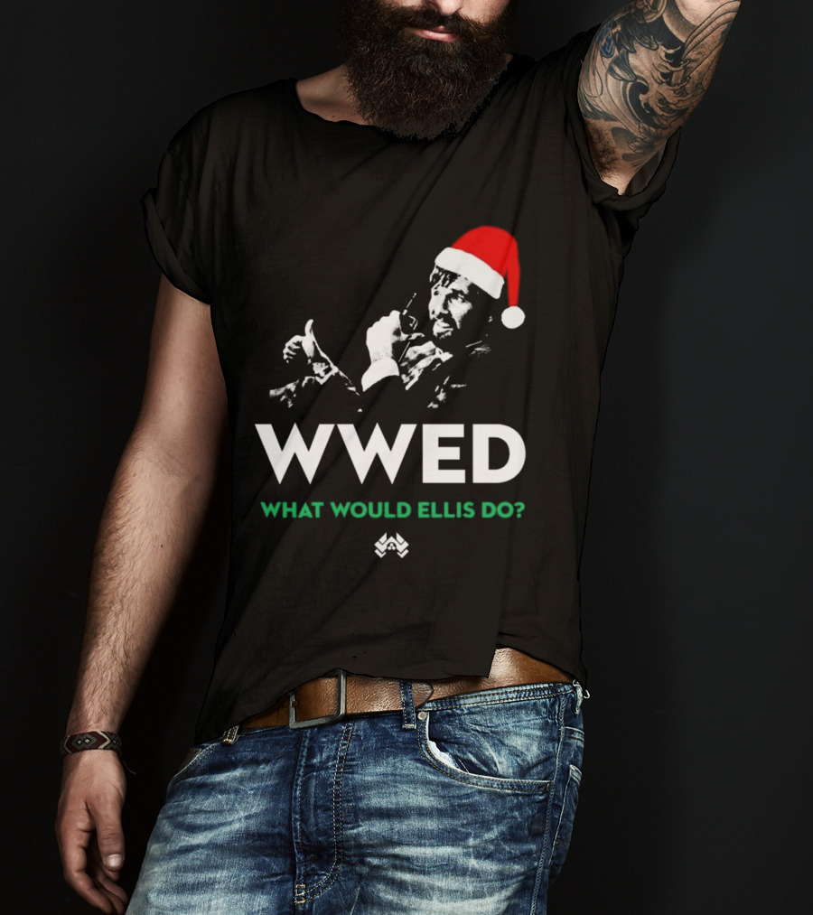 WWED What Would Ellis Do Santa Hat Christmas Edition T-Shirt