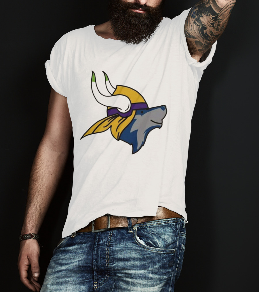 Minnesota Timbervikes Wolf And Viking Helmet Mashup T-Shirt