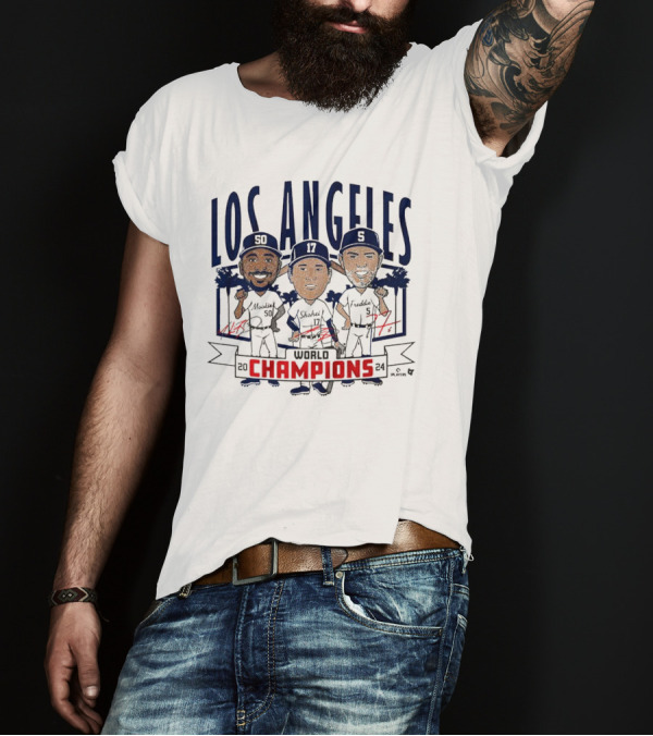 Los Angeles World Champions 2024 Caricatures 50 17 5 T-Shirt