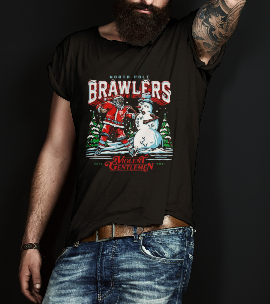 North Pole Brawlers Violent Gentlemen ESTD MMXI Christmas T-Shirt