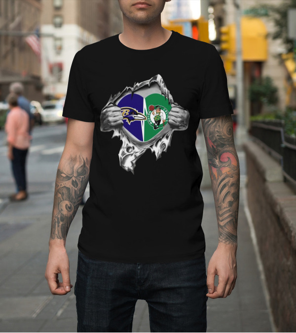 Shirt: Blood Inside Me Baltimore Ravens Boston Celtics 2024 Heart T-Shirt Blood Inside Me Baltimore Ravens Boston Celtics 2024 Heart T-Shirt