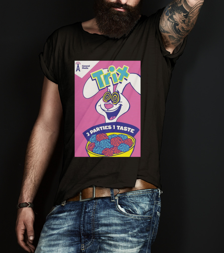 Trix Cereal Bunny With Swirled Eyes And Brain Bowl 2 Parties 1 Taste General Media T-Shirt