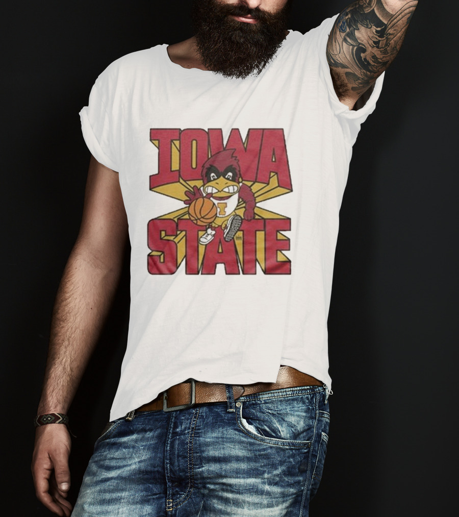 Iowa State Cyclones Basketball Mascot Dribbling Cartoon T-Shirt