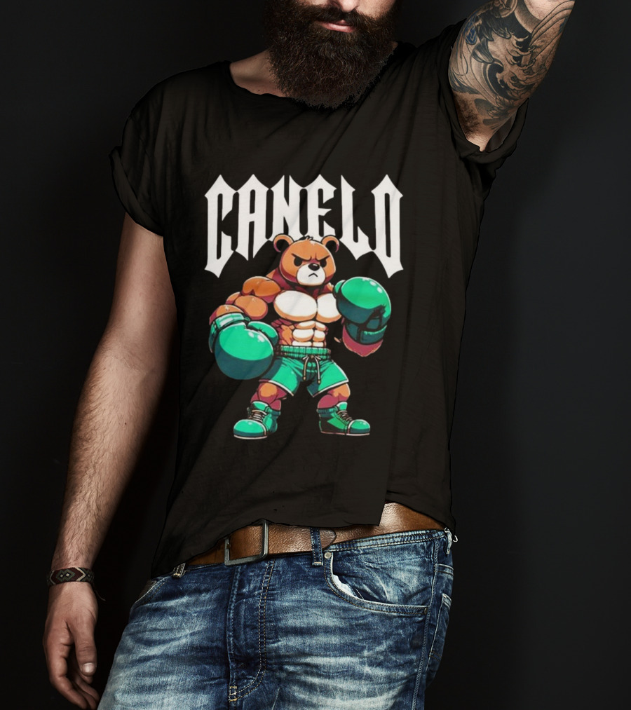 Canelo Boxing Teddy Bear Cartoon With Gloves T-Shirt