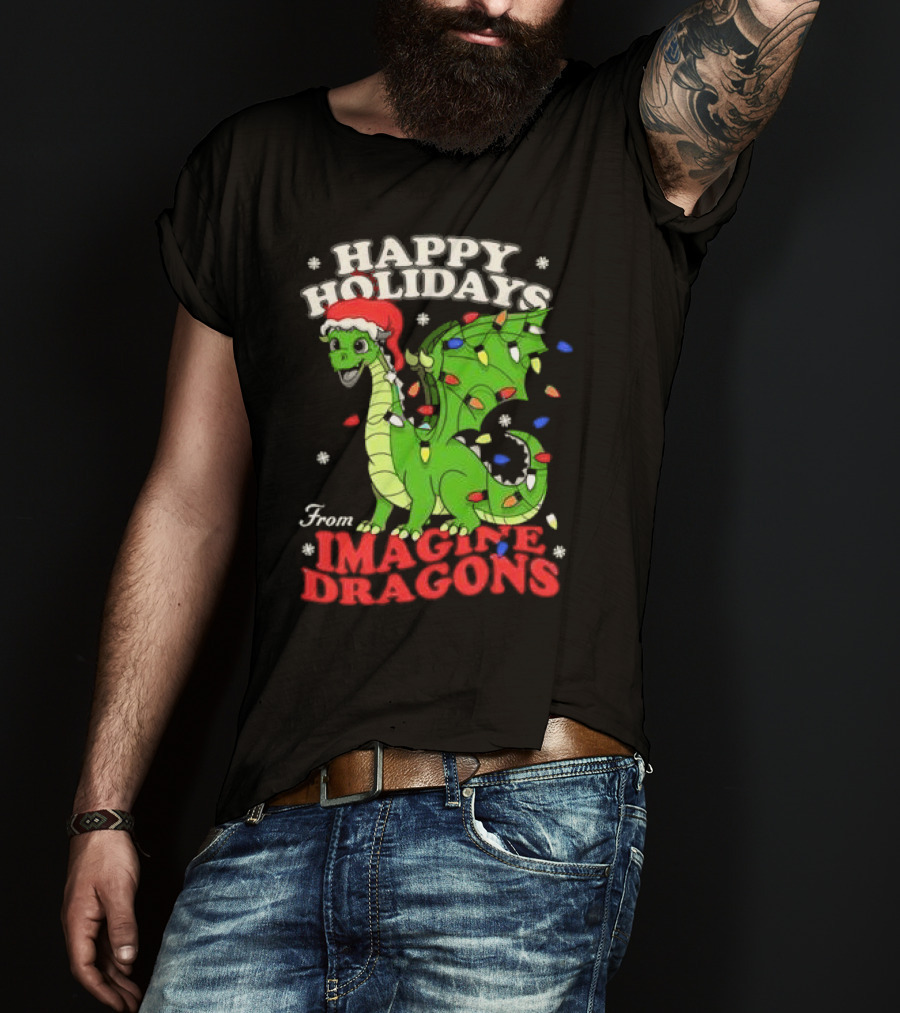 Happy Holidays From Imagine Dragons Cartoon Dragon T-Shirt