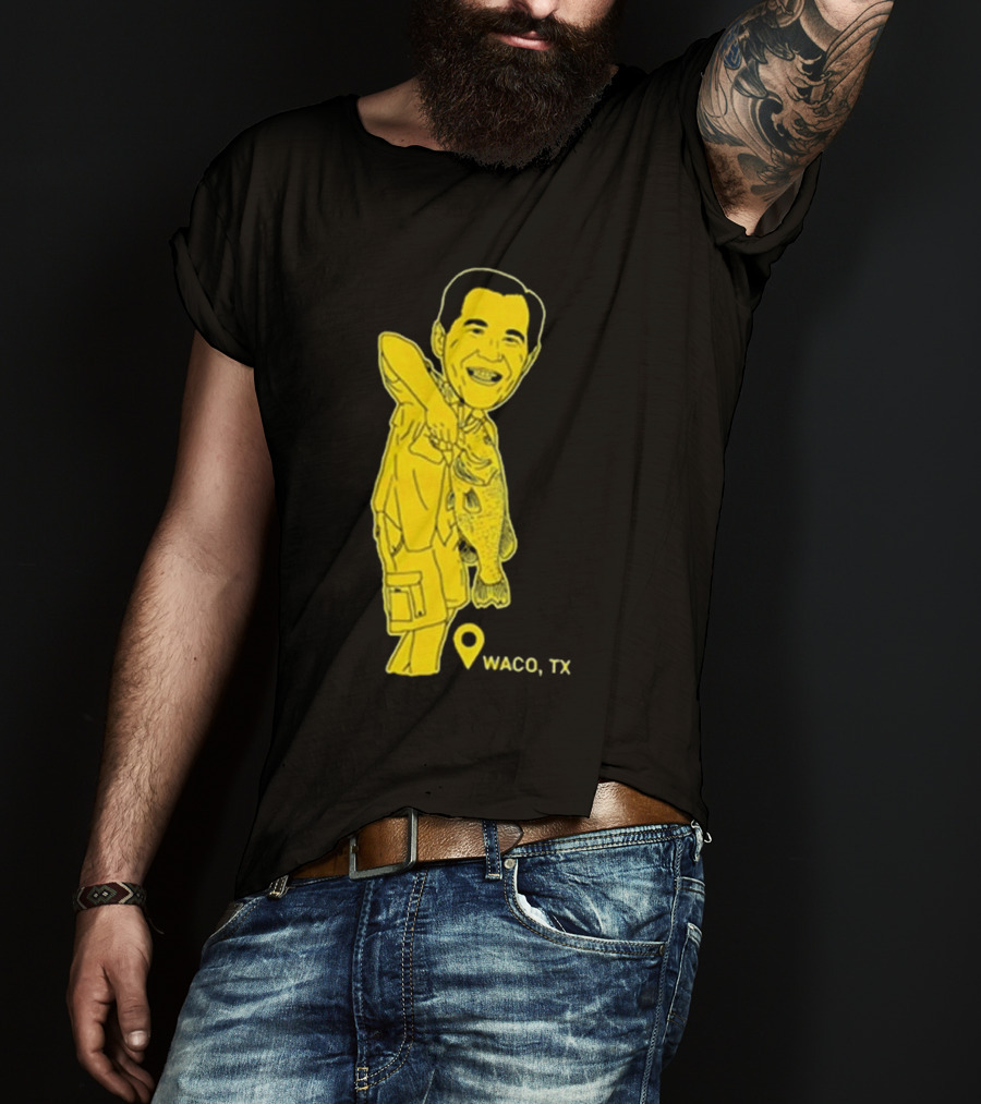 Scott Drew Fishing Caricature Waco TX T-Shirt