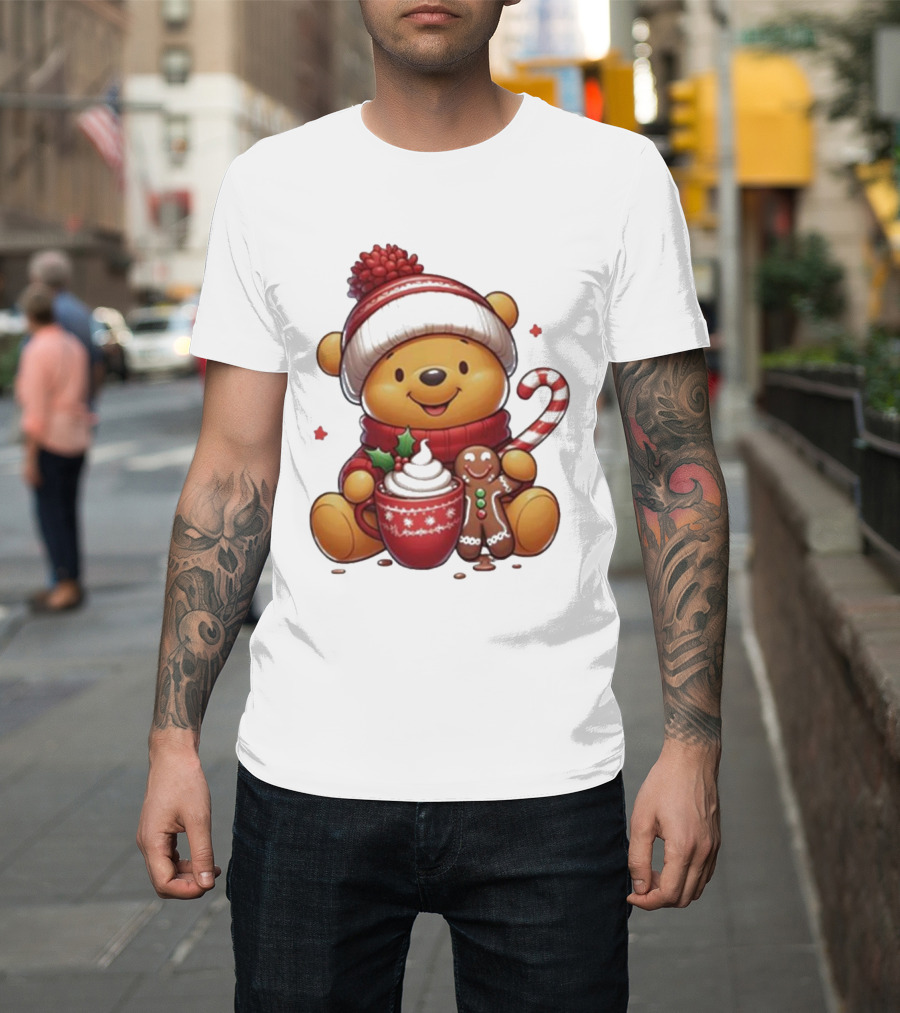 Winnie The Pooh Holiday Cozy Cocoa and Candy Cane Christmas T-Shirt