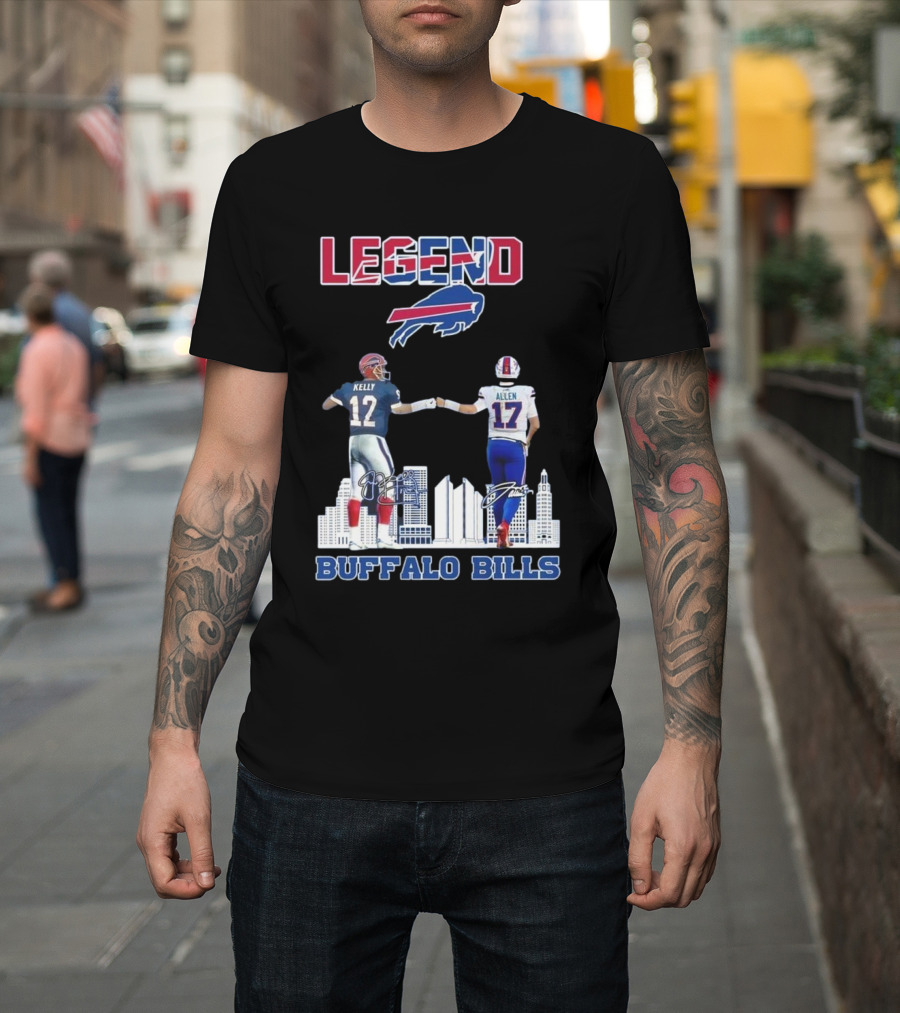 Legend Buffalo Bills Kelly 12 Allen 17 Signatures T-Shirt