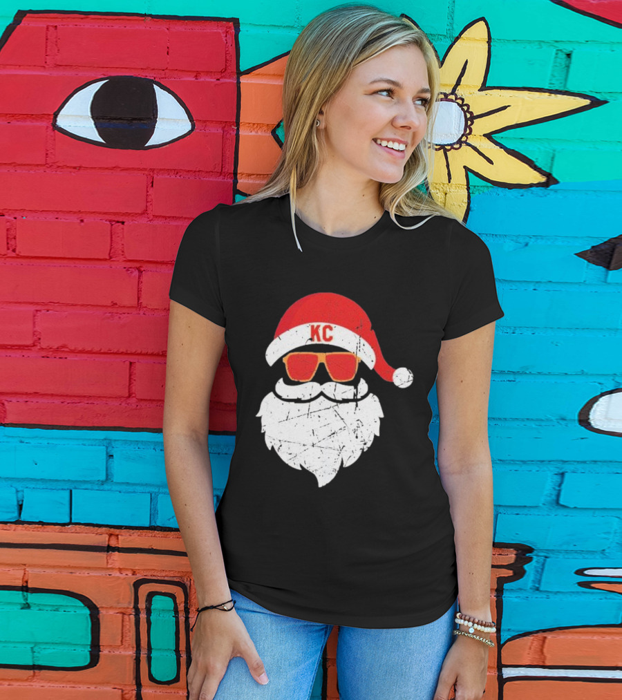 Kansas City Chiefs KC Santa Claus Christmas Holiday T-Shirt