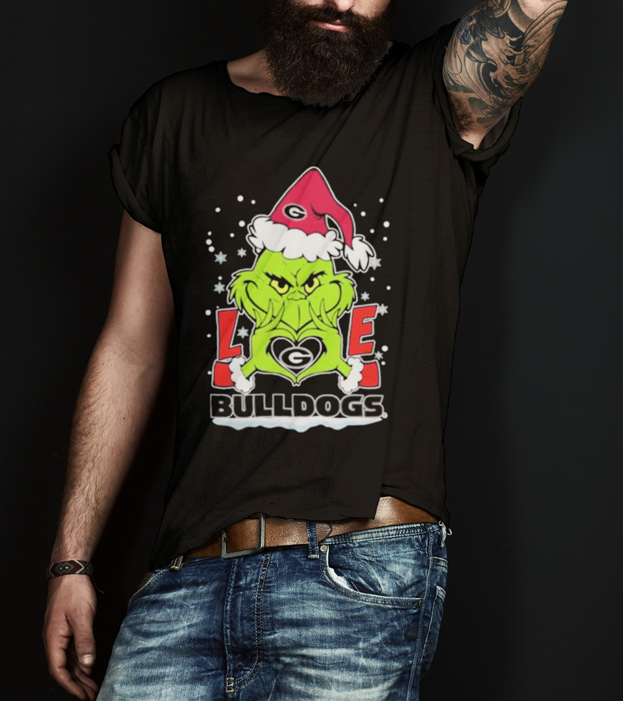 The Grinch Love Georgia Bulldogs Christmas Football T-Shirt
