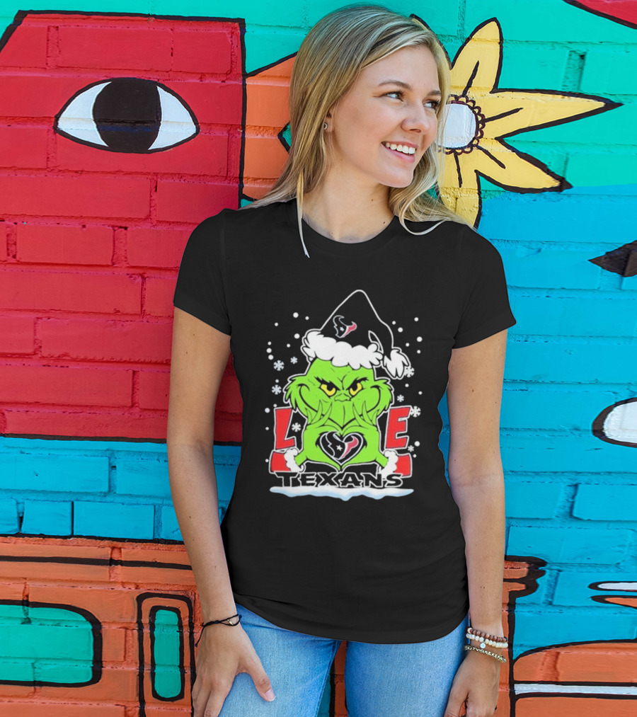 The Grinch Love Houston Texans Football Christmas T-Shirt
