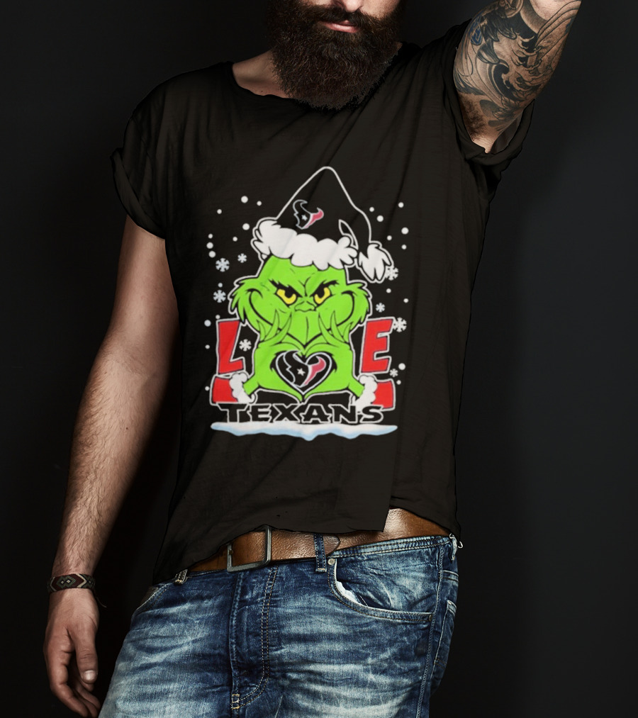 The Grinch Love Houston Texans Football Christmas T-Shirt