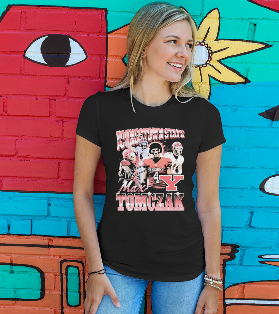 Youngstown State Penguins Max Tomczak Signature 90s Style Football T-Shirt