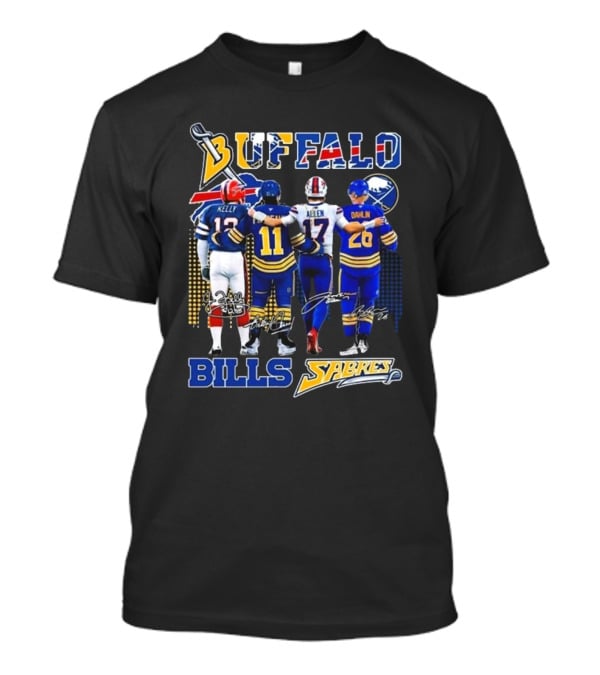 Buffalo Bills Sabres Kelly Perreault Allen Dahlin Signatures T-Shirt