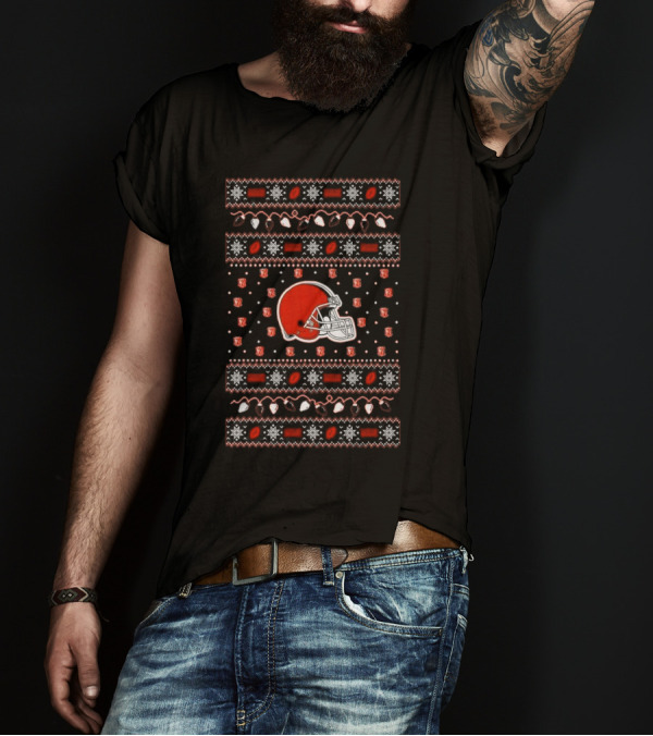 Cleveland Browns Holiday Lights Ugly Christmas T-Shirt