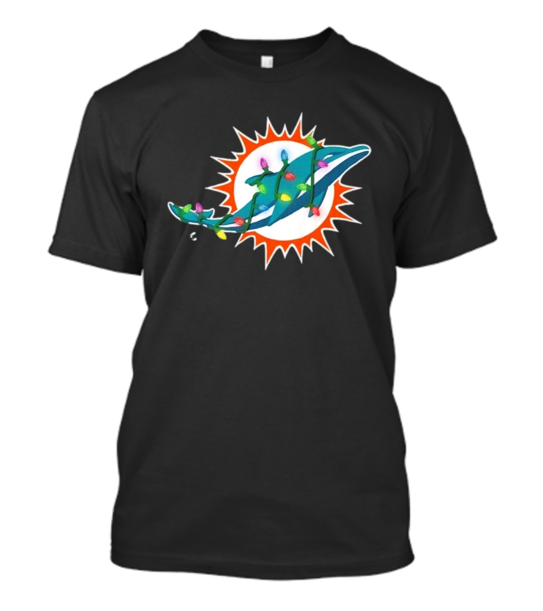 Miami Dolphins Holiday Lights Logo T-Shirt
