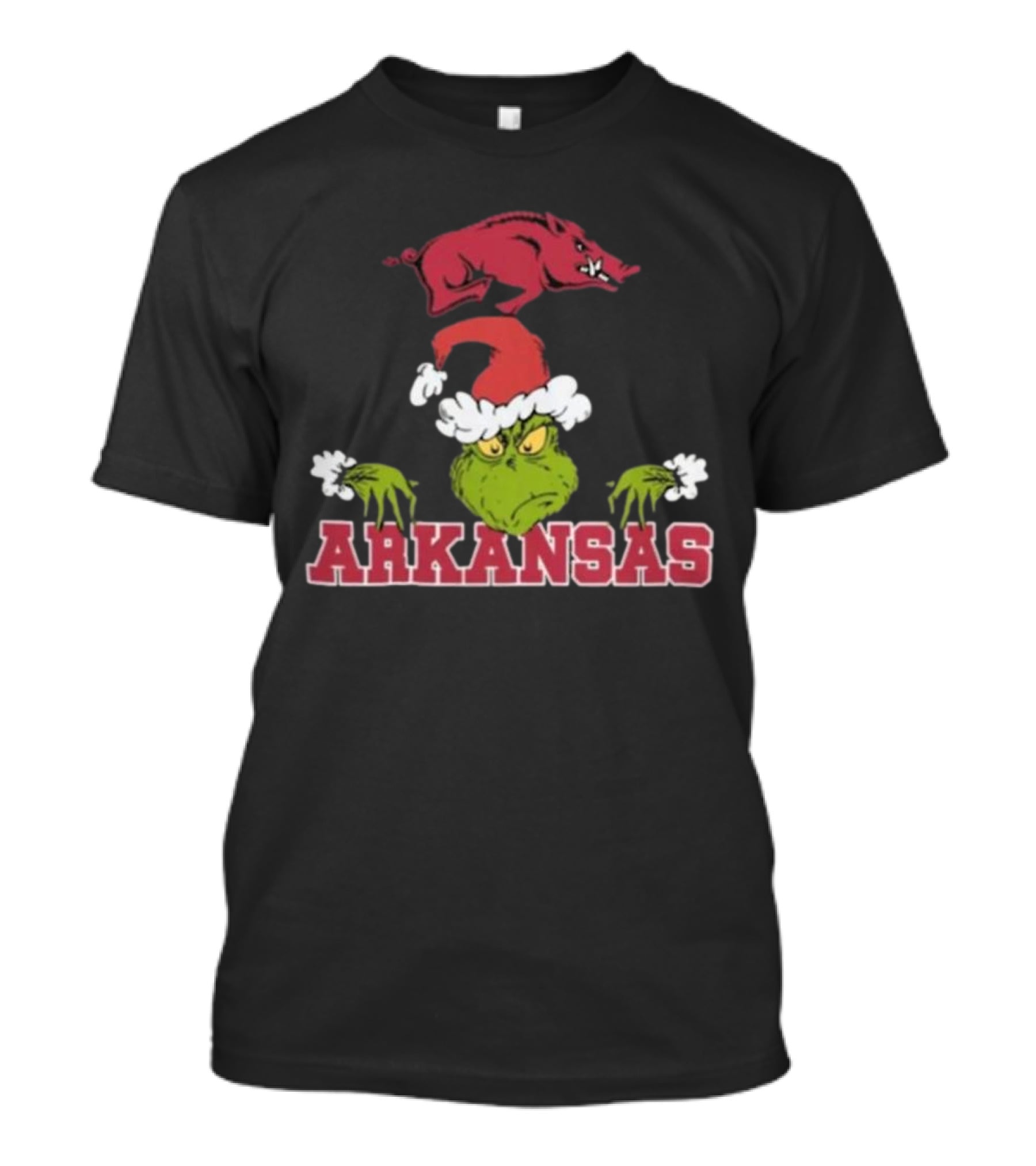 Arkansas Razorbacks Grinch Christmas NCAA Football T-Shirt