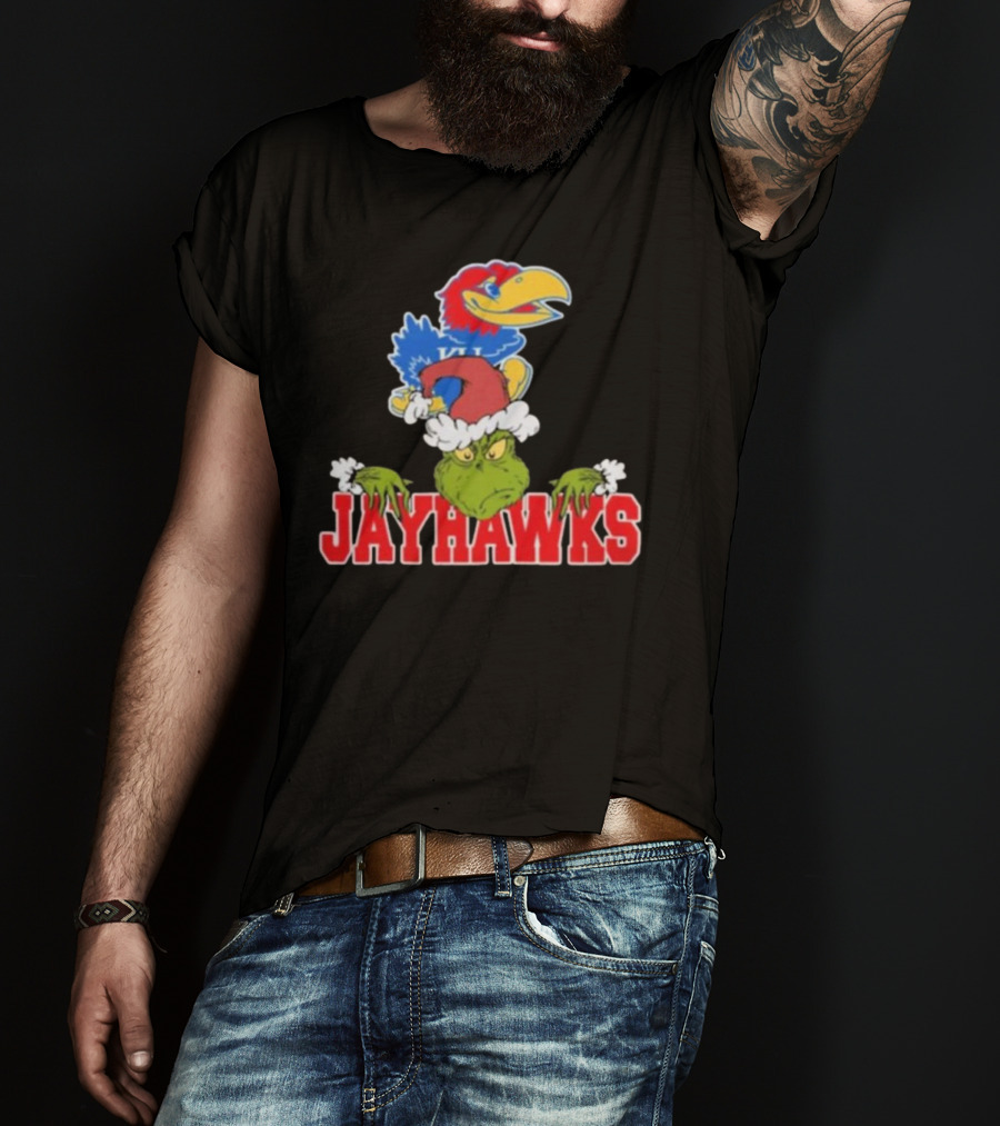 Kansas Jayhawks Grinch Christmas NCAA Football T-Shirt